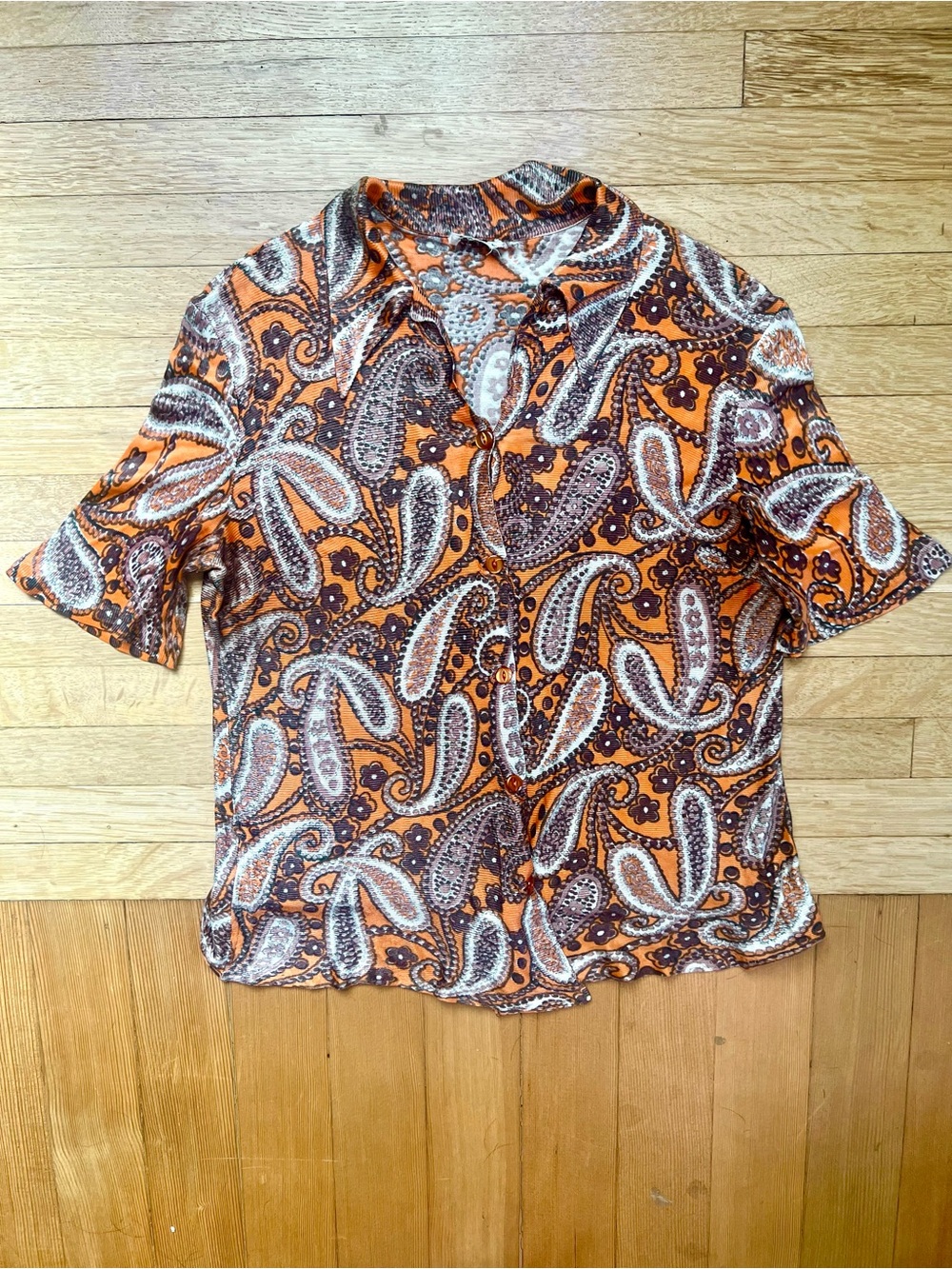 Rare vintage 1970s Montgomery ward disco shirt paisley M